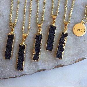 Black Bar Pendant Necklace